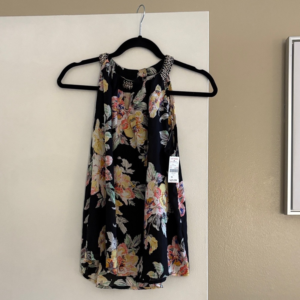 Othr Floral Halter Top - Black and Multicolor